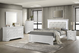 Modern 5 Piece Full Bedroom Set with LED Headboard, Upholstered, Wood Construction, White Finish, Perfect