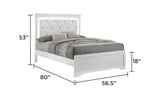 Modern 5 Piece Full Bedroom Set with LED Headboard, Upholstered, Wood Construction, White Finish, Perfect