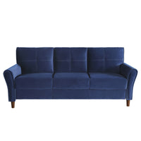 Modern Living Room Sofa Set 2pcs Comfort Sofa Loveseat Plush Seatbacks Tufted Detail Blue Velvet Upholstery Solid Wood