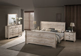 White Wash Finish Bedroom Set with Queen Sleigh Bed, Dresser, Mirror & 2 Nightstands