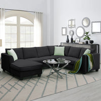 sofa living room set, 7-seater modular modular sofa with ottoman L-shaped fabric sofa