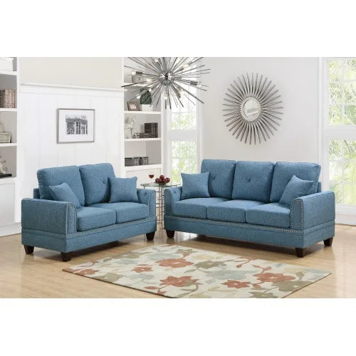 blue blended fabric sofa set living room sofa furniture modern decoration