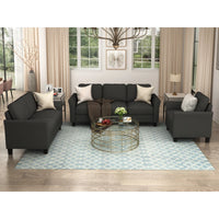 Living Room Furniture Set Three Seaters Sofá, Loveseat and Armchair,Modern Tufted Back Cushion Couch