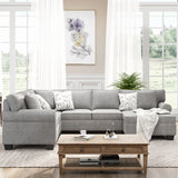 Sectional Sofa Upholstered Rolled Arm Classic Sofa Set with 3 Pillows for Living Room