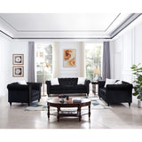 Living Room Sofa Set, Chesterfield 3-Seater Sofa, Loveseat and Sofa Chair