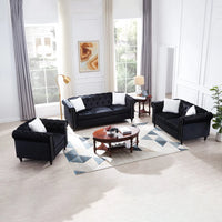 Living Room Sofa Set, Chesterfield 3-Seater Sofa, Loveseat and Sofa Chair