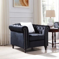 Living Room Sofa Set, Chesterfield 3-Seater Sofa, Loveseat and Sofa Chair