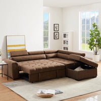 Sectional Sofa Bed Suede for Living Room Sleeper Sofa Set Modern L Shaped Comfortable