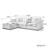 Living Room Modern Cloud Couch Down Filled L-Shaped 3Seater Couch with Ottoman