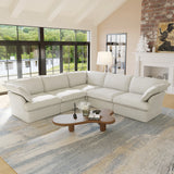 L Shape Corner Sectional Couch  Breathable Linen Cloud Couches  Sectional Sofas for Living Room