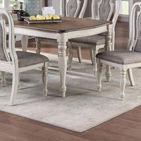 7-Piece Dining Set - Table with Oak Top and 6 Side Chairs with Cushion Seats, Antique White Finish for Kitchen or