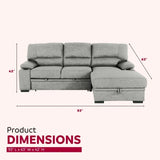 sofa bed with storage and cup holder in a luxurious living room, gray