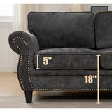 decoration and rolled armrests, living room L-shaped sofa, corner sofa, dark Gary