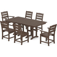 Lakeside Dining Set, Table and Chairs, 5-Piece, HDPE Outdoor Patio Furniture, Fade-Proof, Mahogany