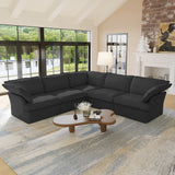 L Shape Corner Sectional Couch  Breathable Linen Cloud Couches  Sectional Sofas for Living Room