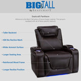Home Theater Seating Living Room 400 lbs Capacity  Italian Leather Power Recliner Powered Head