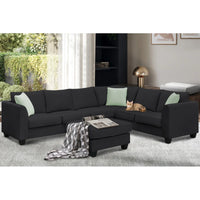 Couches Living Room Sets 7 Seats Modular Sectional Sofa w/ Ottoman L Shape Fabric Sofa Corner Couch Set