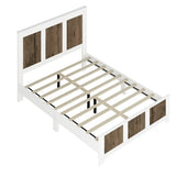 Bedroom Sets, Queen Size Farmhouse Platform Bed with Wooden Strip Stickers Decoration