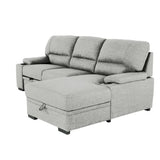 sofa bed with storage and cup holder in a luxurious living room, gray