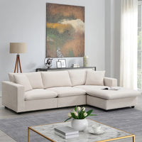 Modern Sectional Sofa, Couch Set with 2 Free pillows,4-seat Couch Set with Convertible ,Living Room