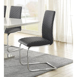 White High Gloss 7-Piece Dining Set with Extendable Table, V-Shaped Support, Gray Faux Leather Chairs