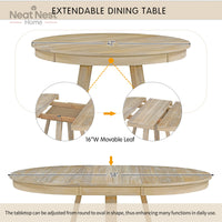 Dining Set, Round Table with a 16"W Leaf and 4 Upholstered Chairs for Dining Room and Living Room