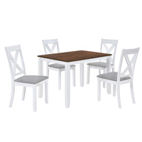 Kitchen Table  Wood 5-Piece With 4 X-Back Chairs  Dining Table  Set For Living Room