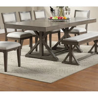 Room Furniture Dining Table w Leaf Ash Gray Large Family 8pc Dining Set 6x Side Chairs And Bench