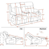 White Loveseat Recliner with Ottoman, Heat, Massage, and Power Recline for Living Room