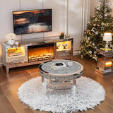 TV Stand for 23-65+ Inch TVs, Silver Glitter TV Stand with LED Light, Modern