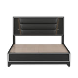 3-Pieces Bedroom Sets Queen Size Upholstered Bed with LED Lights, Nightstands and Dresser