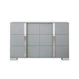 4-Pieces Bedroom Sets Queen Size Upholstered Bed with LED Lights, Mirrored Nightstands and Dresser