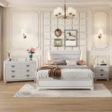3-Pieces Bedroom Sets Queen Size Upholstered Bed with LED Lights, Nightstands and Dresser
