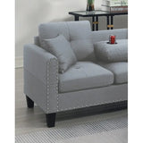 Segmented sofa set, footstool with storage, plush cushion sofa, gray linen sofa