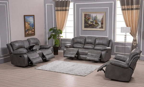 3PC Bonded Leather Reclining Sofa Chair Set Living Room Set Sofa Loveseat Glider Chair