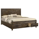 Rustic Golden Brown Eastern King Storage Bed with Drawers