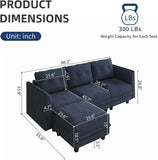 Modular Sectional Sofa w/ Reversible Chaise, L Shaped Sofa with Ottoman, 4 Seater Sectional Corner Couch