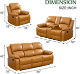 Leather Recliner Sofa Set, Leather Reclining Sofa Set for Living Room Furniture Sets,Beige Recliner Couch Set