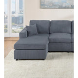 Modern Dark Gray 2pc Sectional Set Corduroy Couch  Chaise Armless Loveseat Living Room Furniture