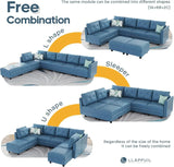 Sectional Sofa Set Convertible Loveseat and Chaise Couch Sleeper with Storage Seats for Living Room