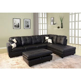 Longue, Haussmann, 2 Pillows, for Living Room Furniture,L-shaped Faux Leather Sectional Sofa Set