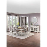 7-Piece Dining Set - Table with Oak Top and 6 Side Chairs with Cushion Seats, Antique White Finish for Kitchen or