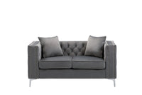 Lorreto Gray Velvet Fabric Sofa Loveseat Living Room Set
