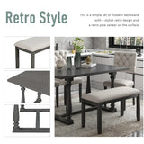Dining Table and Chair Set with Special-shaped Legs  Seat Backs&Cushions for Dining Room Gary