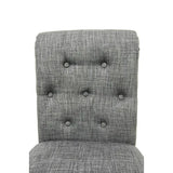 rectangular dining table, 6 high chairs, charcoal fabric cluster back tabletop chairs