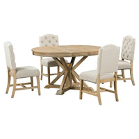 Style Dining Table Set with Extendable Table and 4 Upholstered Chairs for Dining Room