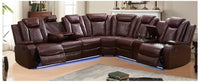 Power Recliner Sofa Sectional Couches with LED Light for Living Room,Leather Reclining