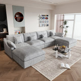 Modular Sectional Sofa for Living Room 160" Cloud Couch Down Filled U Shaped Couch with Ottoman
