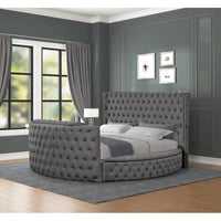 Modern Style Crystal Tufted King 4PC Bed room set Made with wood in Gray ,Main Color: Gray