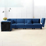 Recliner Living Room Sofas Sectional Couch Luxury Ottoman Floor U Shaped Sofa,Dark Blue Livingroom Sofa Set Furniture